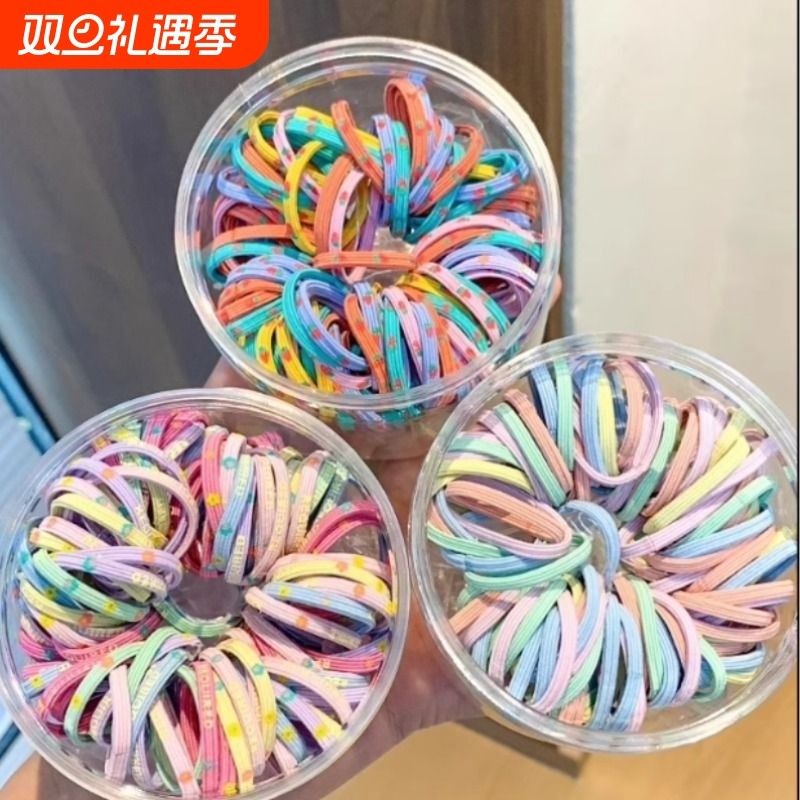 2025网红新款发绳皮套儿童发圈高弹力橡皮筋编发不伤发宝宝扎头绳