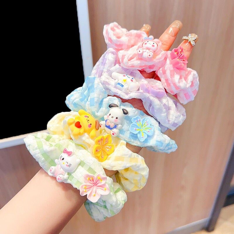 夏季浪漫樱花大肠发圈可爱美乐蒂发绳少女发饰蓝色绿色紫色粉色