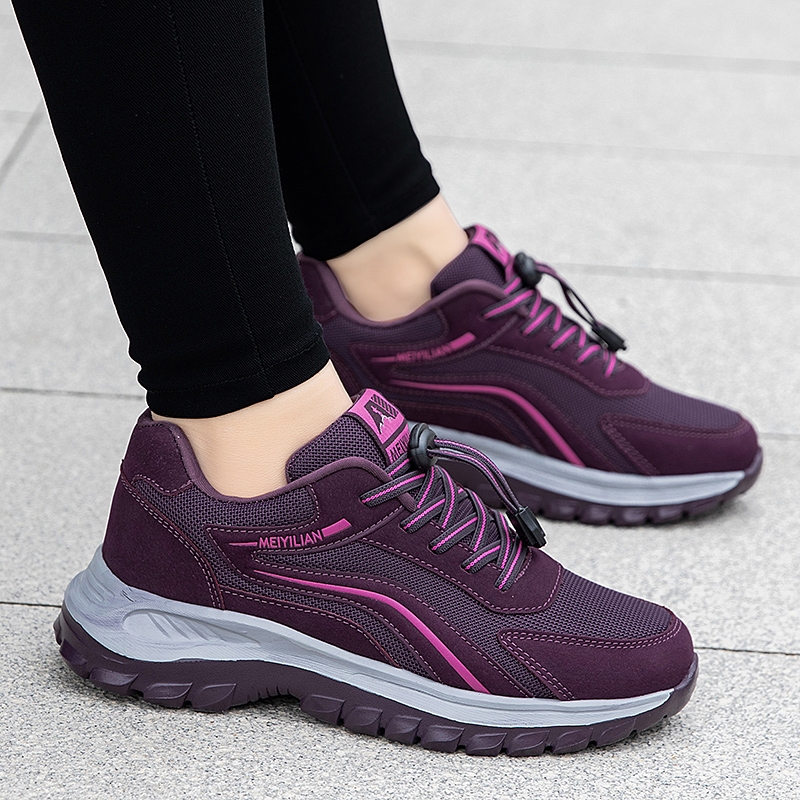 国货老人鞋子女老人防滑软底中老年健步鞋翻毛皮2025春秋季运动鞋