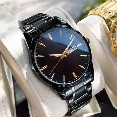 手表男款机械风全自动防水高级感全自动男表数字双日历防水腕表男