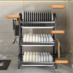 餐具不锈钢碗带碗筷收纳盒厨房置物架挂钩 多功能沥水架碟家用台式