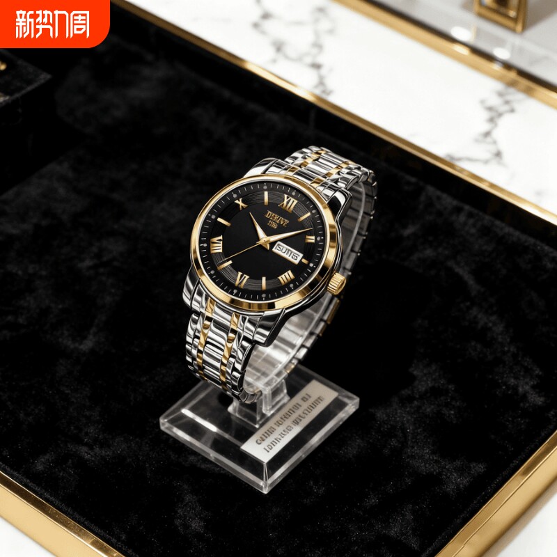 正品名牌钢带商务防水石英腕表高级感男士男款手表全自动非机械表