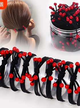 高弹力扎头发皮筋头绳发圈简约成人发绳女韩国儿童饰品不伤发樱桃