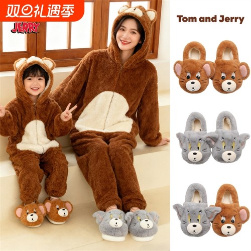 可爱汤姆杰利鼠包跟毛毛鞋