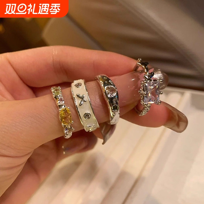 店主推荐戒指女小众设计时尚个性ins指环轻奢高级感食指戒女锆石