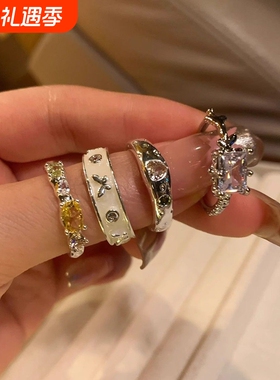 店主推荐戒指女小众设计时尚个性ins指环轻奢高级感食指戒女锆石