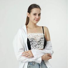 Корсаж 抹胸防走光内搭夏季薄款裹胸百搭蕾丝低领遮胸无肩带一片式胸挡布 Elegant