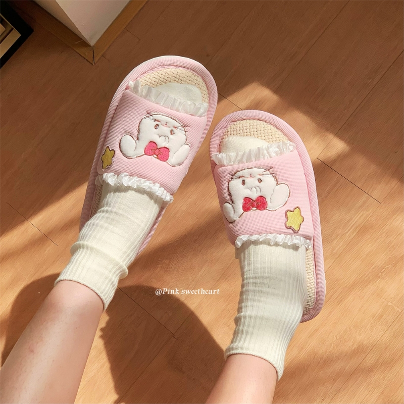 细细条Mikko联名少女心亚麻拖鞋