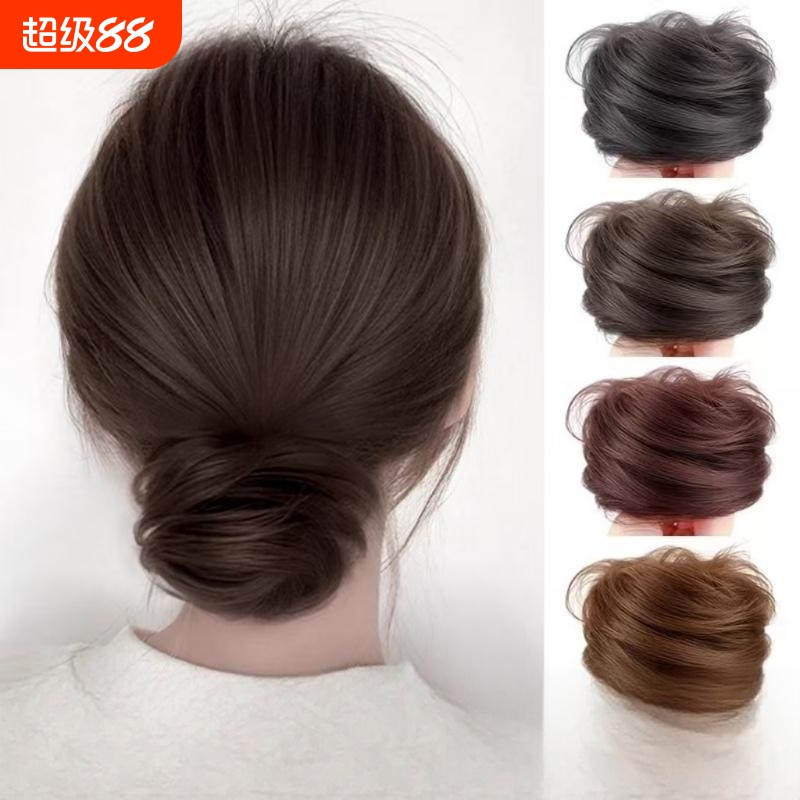真发丸子头假发发圈全真人发自然蓬松发包古风盘发花苞头假发包女
