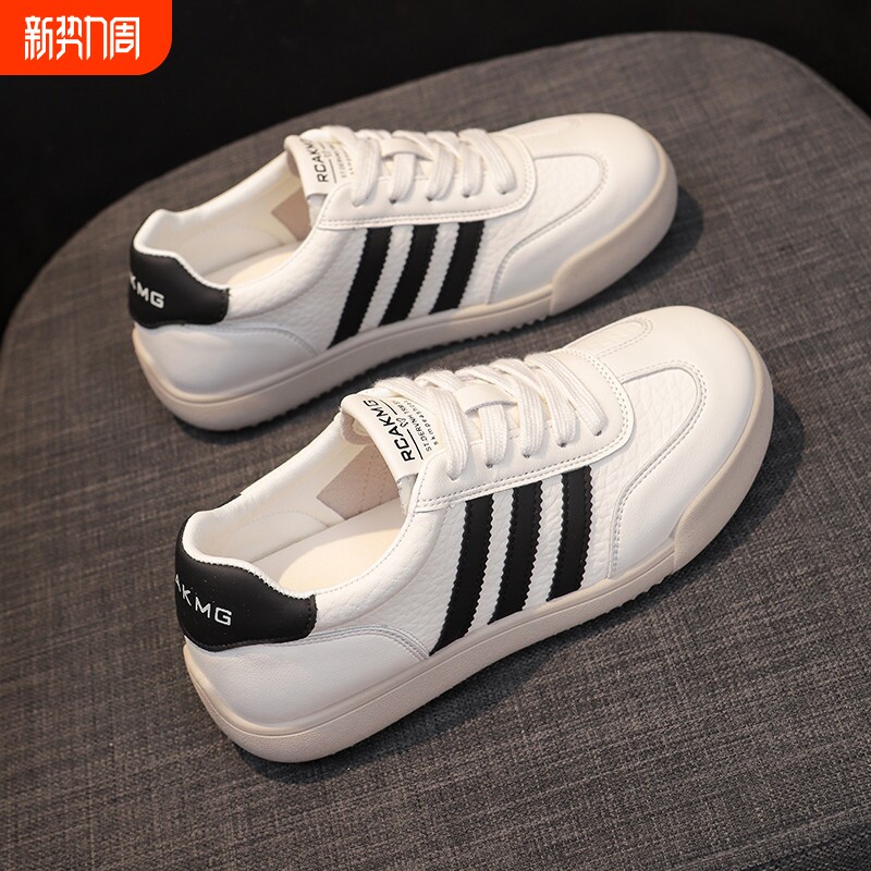 欧伦啄木鸟踩屎感真皮平底小白鞋女鞋2025新款秋季百搭德训鞋轻便