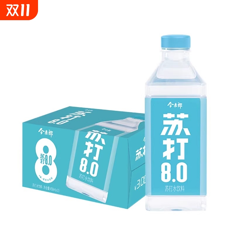 今麦郎白桃/原味苏打水450ml*15瓶整箱包装随机发货碱性饮用水