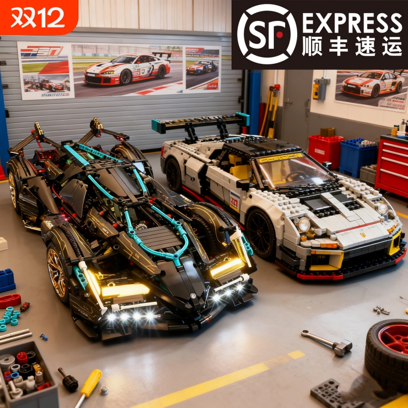 【清仓】积木跑车模型