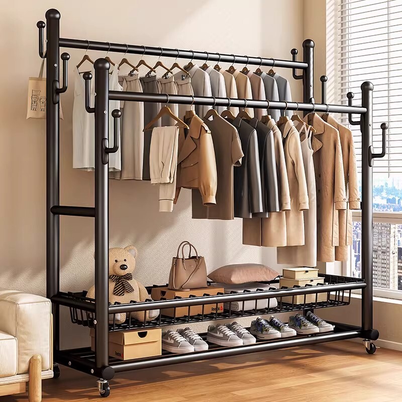 简易衣架卧室家用落地加粗挂衣服架子室内阳台凉晒衣架宿舍衣帽架