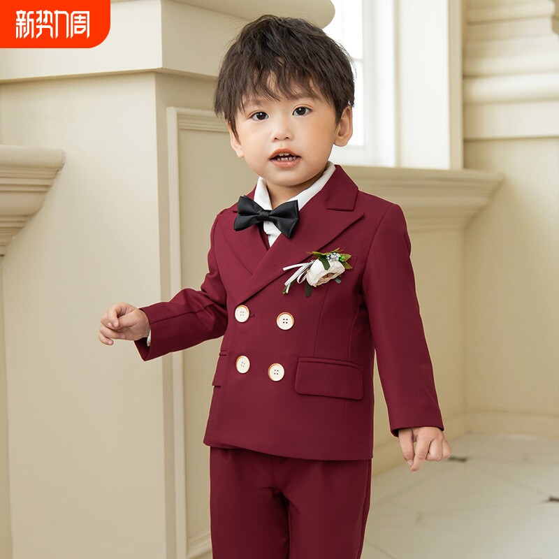 宝宝周岁礼服男童婚礼花童小西服套装儿童钢琴演出服摄影西装礼服