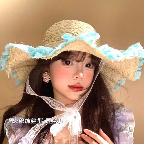 蕾丝花边草帽女夏季海边