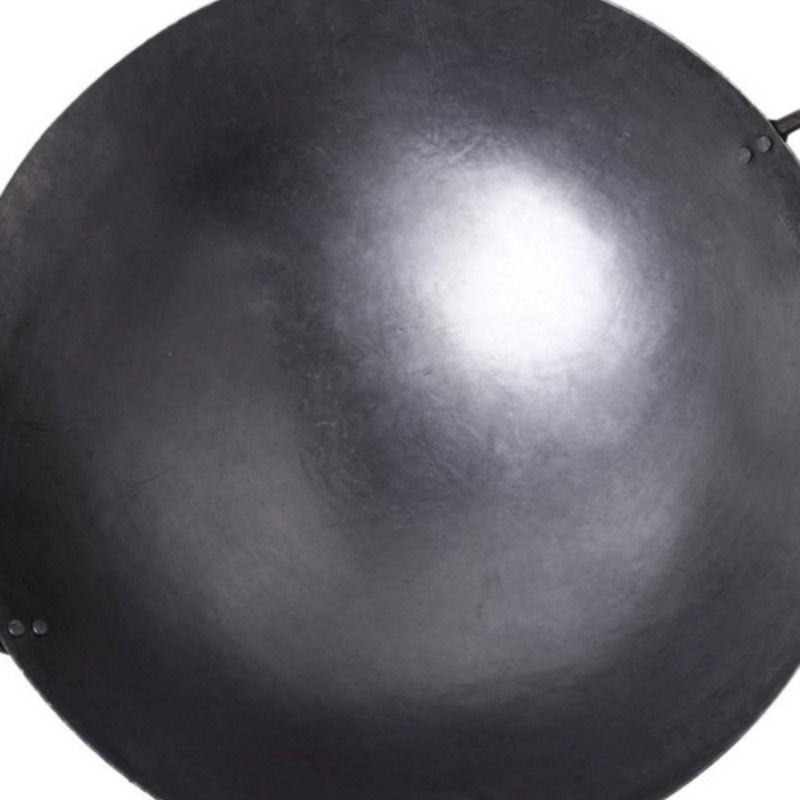 广东鹤牌纯铁锅 1.5mm厚爆炒熟铁锅酒店饭店厨师商用猛火灶双耳