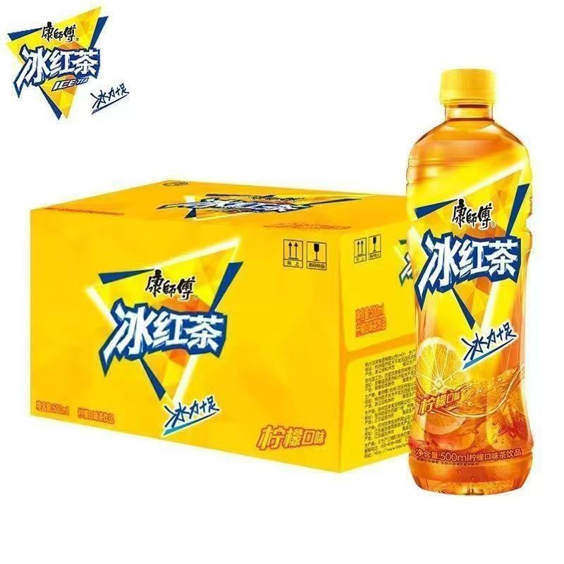 康师傅冰红茶柠檬味茶饮品500ml柠檬味茶饮品冰力十足瓶装