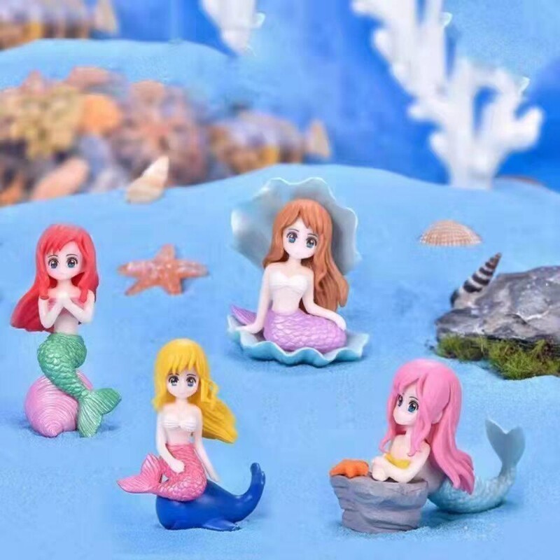 贝壳美人鱼小摆件微景观盆景鱼缸海洋水族箱布景造景装饰配件