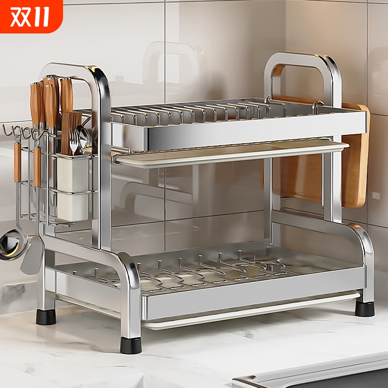 304不锈钢碗碟收纳架厨房多功能置物架放碗盘沥水碗架碗筷收纳盒