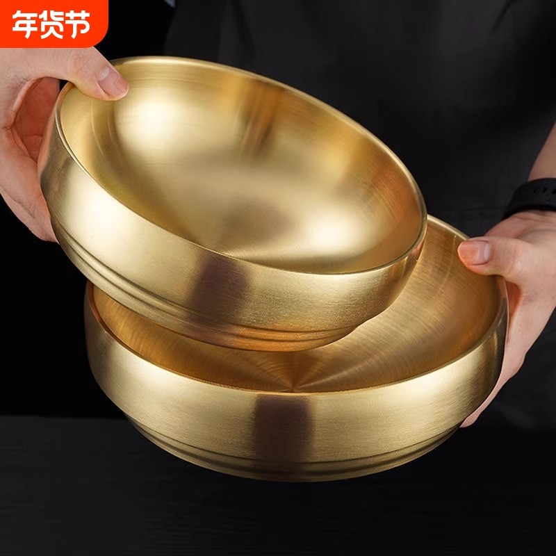 韩式冷面碗双层不锈钢泡面碗拉面碗防烫韩国拌饭碗大汤碗螺蛳粉碗