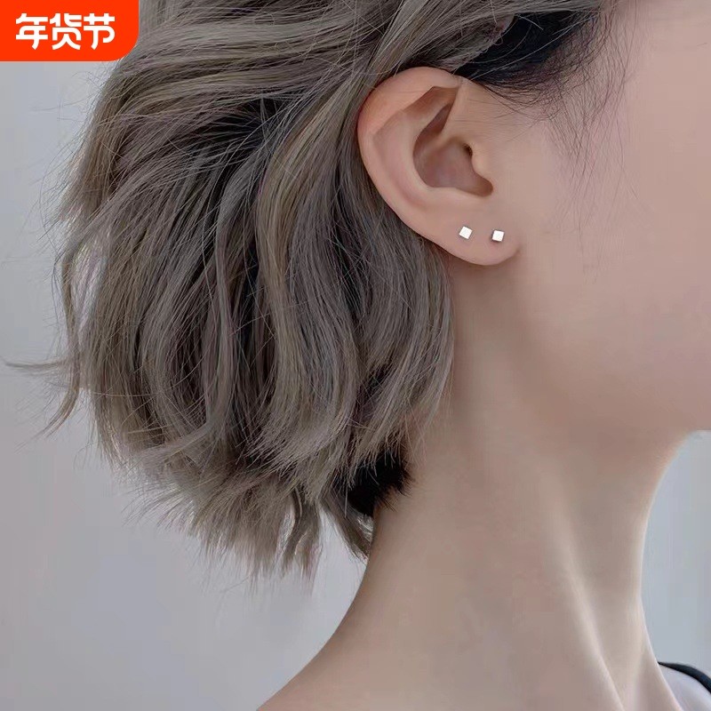 925纯银高级感耳钉养耳洞耳骨钉小众设计耳饰足银耳棒耳环女睡觉