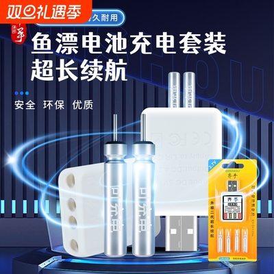 夜光漂可充电电池电子鱼漂浮漂电池CR425夜钓冲电电池充电器套装