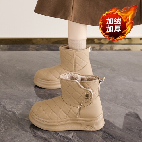 意尔康心选加绒雪地靴女冬季新款女鞋加厚保暖棉鞋厚底增高东北大