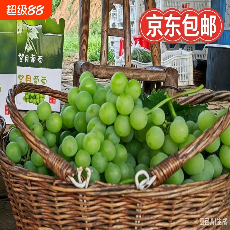 无籽纯甜阳光玫瑰葡萄当季水果新鲜产地直供京东包邮施农家肥