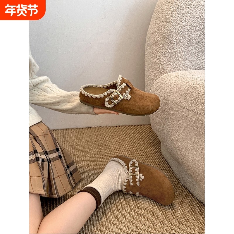 爆款平底内增高包头拖鞋女外穿2025新款秋季配裙子复古勃肯半拖鞋,女鞋,勃肯鞋/软木鞋,淘宝优惠券,粉丝福利购,淘宝优惠卷