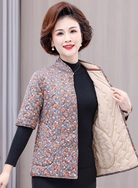 中老年妈妈秋冬保暖加绒马甲外套