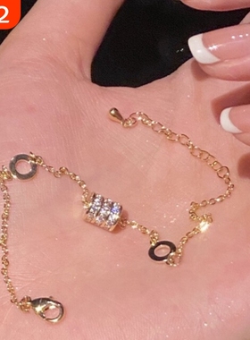 温鉴钛钢轻奢不褪色罗马数字小蛮腰手链女iins设计玫瑰金星星