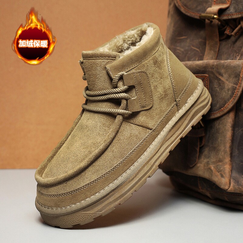 冬季男士高帮户外厚底短靴加绒加厚保暖大棉鞋东北大头防滑雪地靴