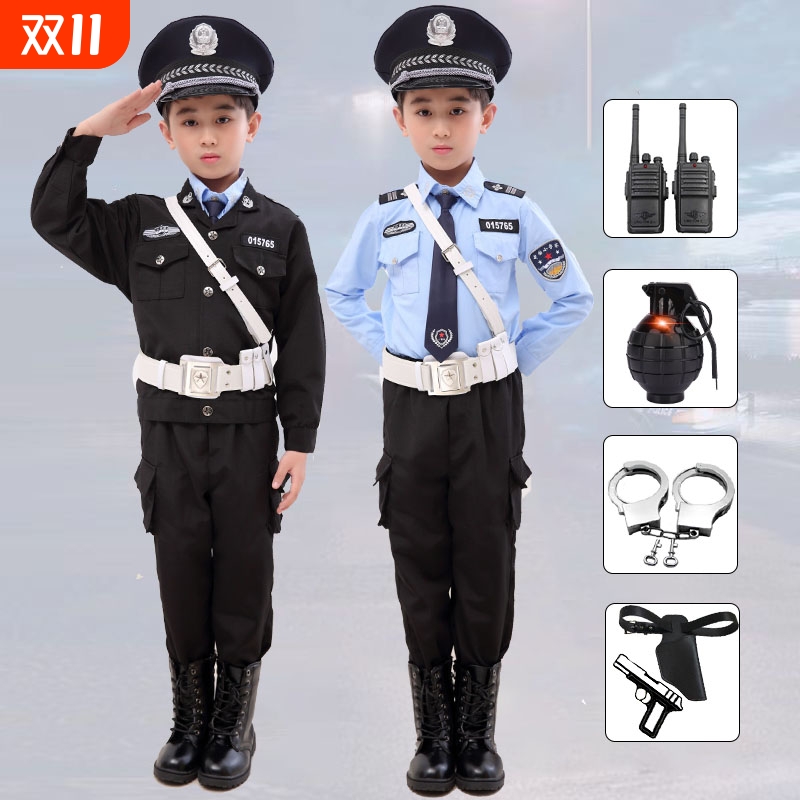 儿童警察服演出服警服小交警官儿童节服装男童军装套装特种兵军训