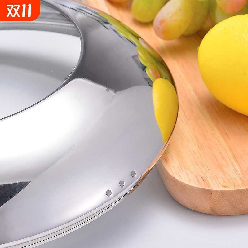 通用加厚可视钢化玻璃盖不锈钢炒锅蒸锅大铁锅盖16/32/34把手拱盖