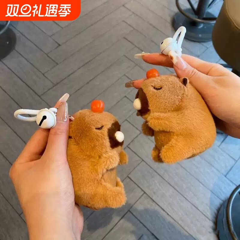 卡皮巴拉公仔吐吹泡泡玩偶水豚钥匙扣挂饰大鼻涕卡比扒拉吧啦挂件