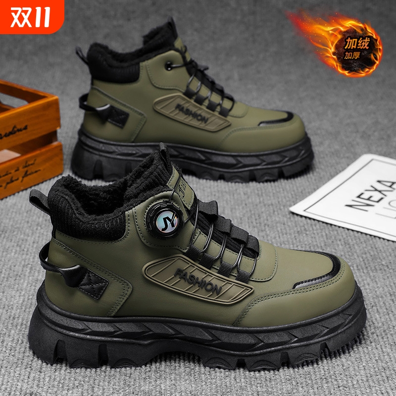 马丁靴男鞋高帮冬季英伦加绒棉鞋