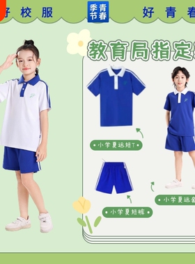 深圳校服女童短袖舒适版运动风男童小学速干特版长袖四季套装蓝色