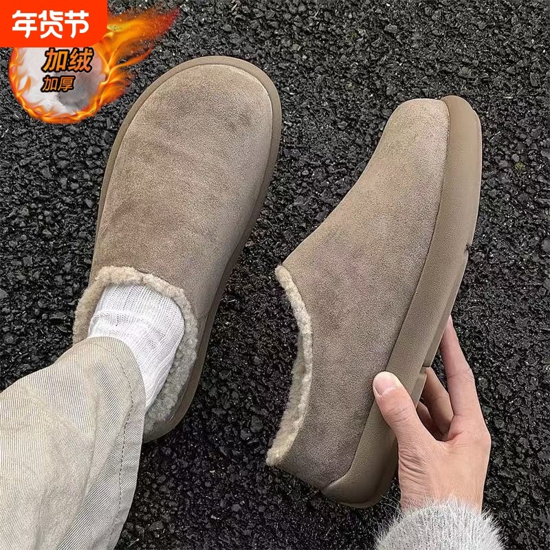 包头棉拖鞋男款冬季加绒加厚保暖棉鞋外穿防水防滑一脚蹬包跟拖鞋,流行男鞋,包头拖,淘宝优惠券,粉丝福利购,淘宝优惠卷