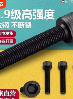 丝固12.9级内六角螺丝高强度螺钉黑色圆柱头螺栓M3M4M5M6M8M10M36