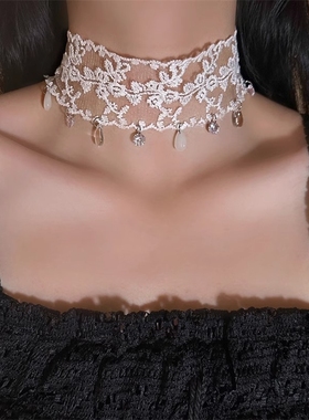 白色蕾丝项链女choker颈带项圈脖子配饰锁骨链颈链高级感2025新款