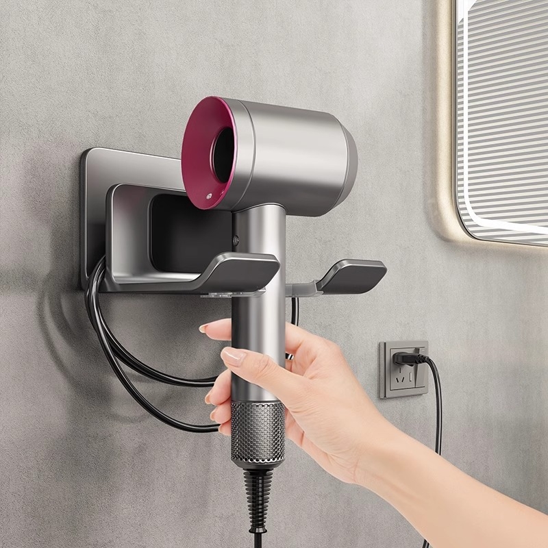 可绕线吹风机支架电吹风收纳挂架卫生间浴室壁挂免打孔风筒置物架