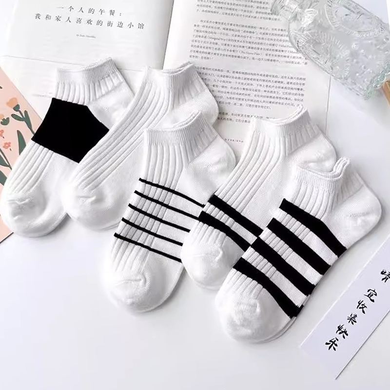 5双装 短袜男防臭吸汗男士运动条纹袜子夏季薄款