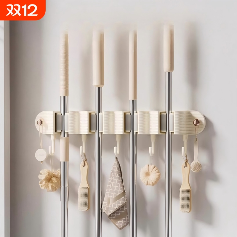 吸盘拖把夹浴室免打孔壁挂拖把架扫把拖布通用置物架收纳神器