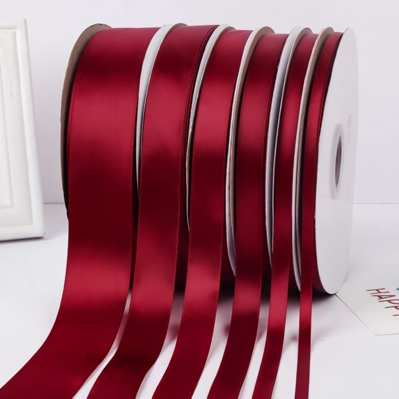 酒红色丝带新年礼品彩带diy缎带织带蛋糕包装装饰结婚红丝带礼物