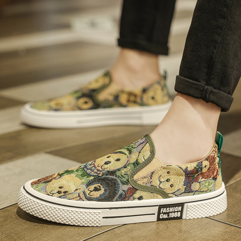 帆布鞋男夏季透气潮流百搭运动休闲板鞋冰丝懒人一脚蹬老北京布鞋