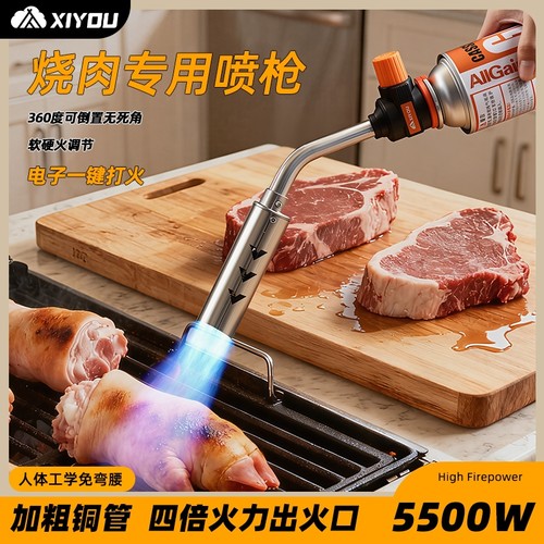 喷枪喷火烤枪烧毛家用手持喷火枪头卡式气罐喷火器枪户外点碳神器