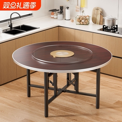 餐桌大圆桌家用农村可折叠吃饭桌子10人12人转盘饭桌桌面商用面板