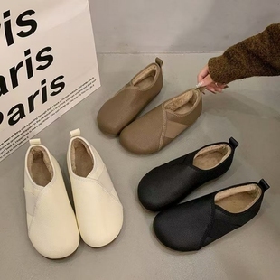 加绒加厚软底防滑2026防水外穿脚蹬耐磨轻便平底女鞋 新款 雪地棉鞋