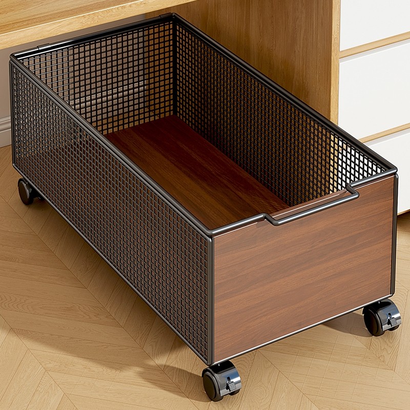 桌下书包置物架工位放包神器书桌下书本收纳箱多功能可移动小推车