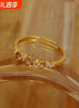 法式超仙设计感食指开口可调节戒指小众复古个性轻奢金色戒指环